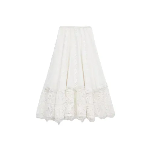 LOEWE Совместное издание SS25 Повседневный Длинный Юбка Женская Белая
