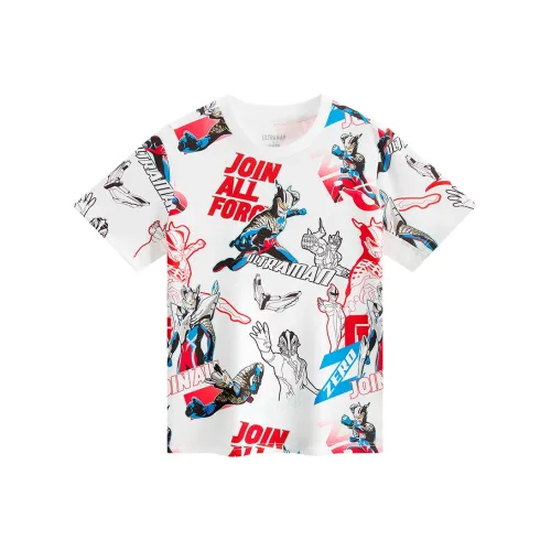 Antakids x Ultraman Совместное издание Футболка Чисто белый Полный принт Дети 3-7 лет