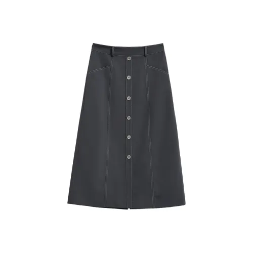 Mambe Повседневный Длинный Юбка Женская Черная Серый