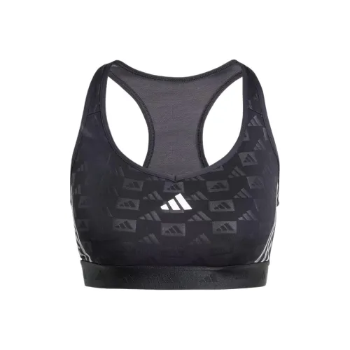 Adidas POWERREACT Training Средняя поддержка HYPERGLAM EMBOSS Спортивное белье Женское Черный