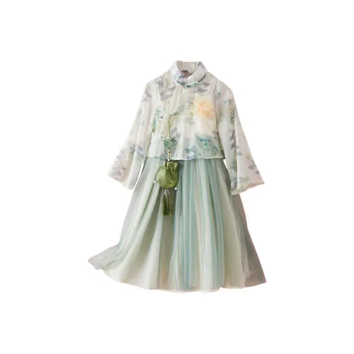 October Mommy Ханьфу Детский Чернильно-зеленый