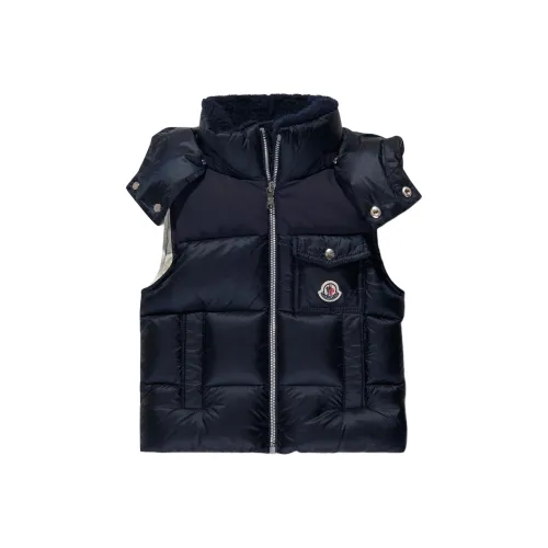 Moncler Детская одежда Логотип Съемный капюшон Молнии Без рукавов Морской синий Детский