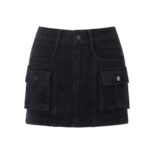Wen Shan Джинсовые короткие юбки Женские Черный