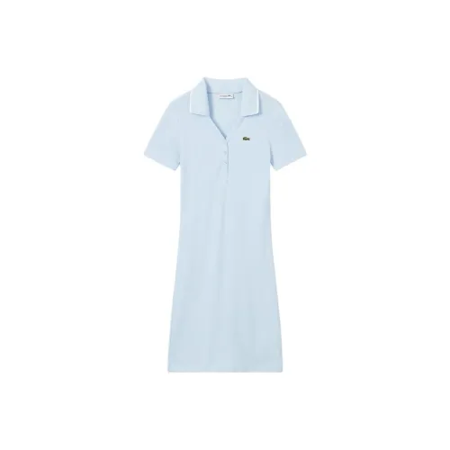 lacoste EB6/Светло-синий/Белый Женские Короткие Платья с Рукавами