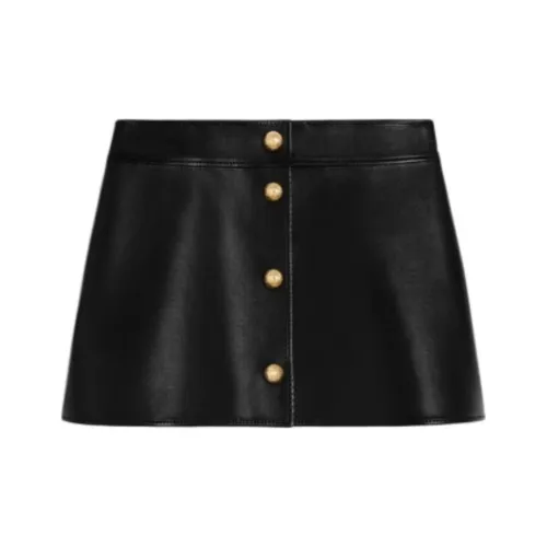 CELINE SS25 Кожаные короткие юбки Женские Черный