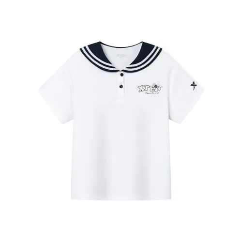 XTEP T-рубашка SS25 Pearl White Deep Lead Blue Подростки