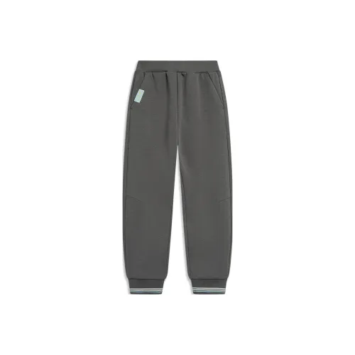 Детские LINING YOUNG Вязаные Тренировочные Штаны Шоссе Серого Цвета