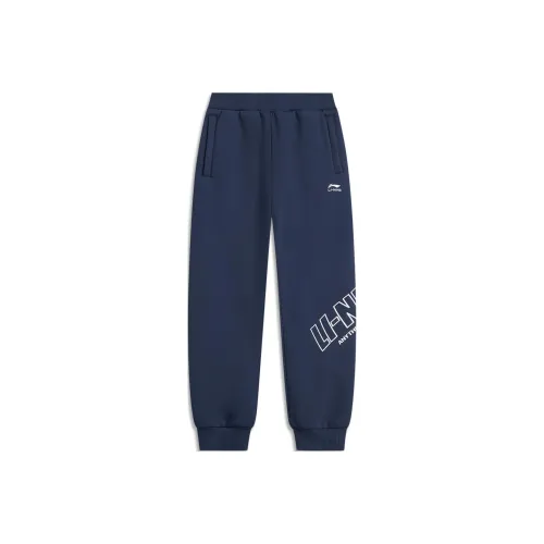 Подростки LINING YOUNG Вязаные Тренировочные Штаны Sports Life Collection Темный Корабельный Синий