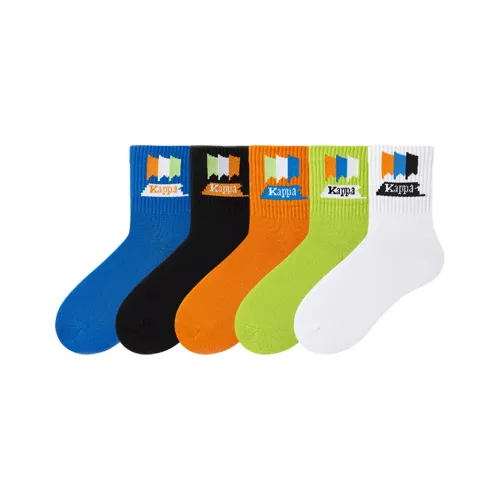 KAPPA KIDS 5 пар носков для детей: синий + черный + апельсиновый + зеленый + белый