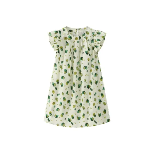 E.I Платье Бежевый зеленый для детей 3-7 лет