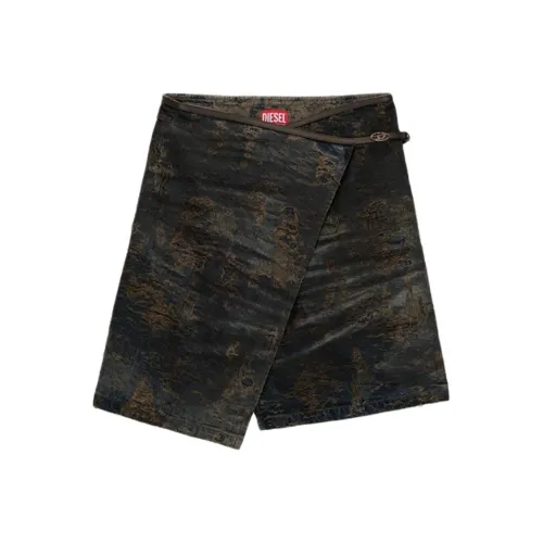 DIESEL FW24 Джинсовые короткие юбки Женские Выстиранный Черный