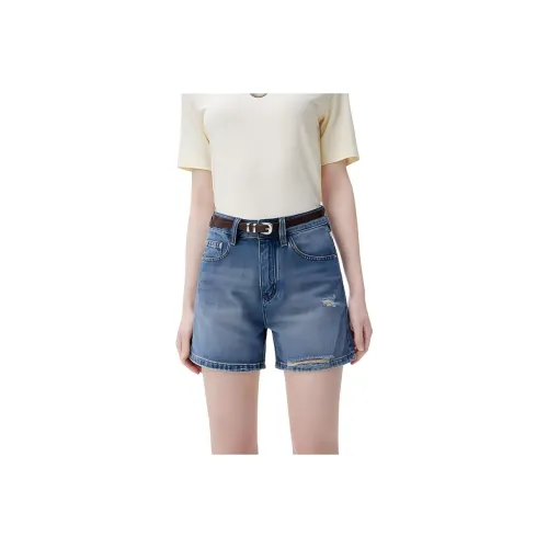 Shuhao Bai Джинсовые шорты Женские Джинсовый синий