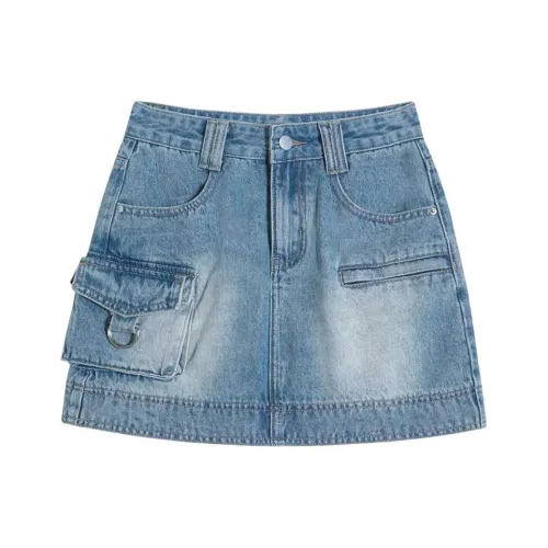FAWENXIANGZI Джинсовые короткие юбки Женские Синие