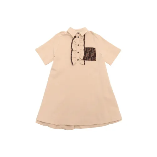 FENDI Kids Платья светло-янтарного цвета