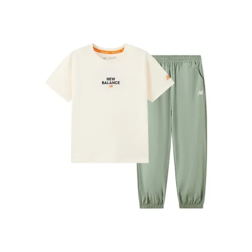 New Balance совместная продукция Повседневная спортивная одежда Айвори Белый для детей 3-7 лет