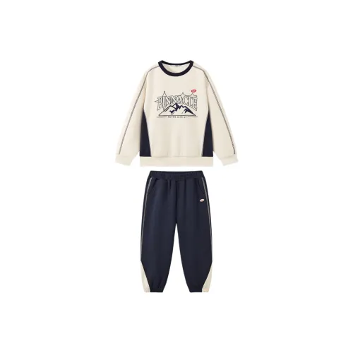 MQD Повседневная спортивная одежда SS25 Набор Бежевый Топ+Темно-синий Брюки Children Возраст 3-7 лет