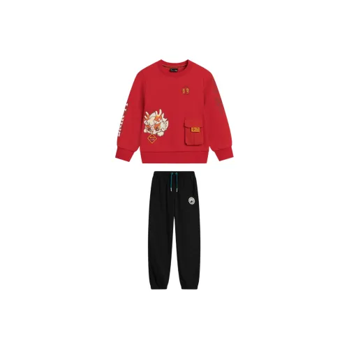 LINING YOUNG Повседневная спортивная одежда Sports Life Collection Комплект Красный топ + Черный низ Детский