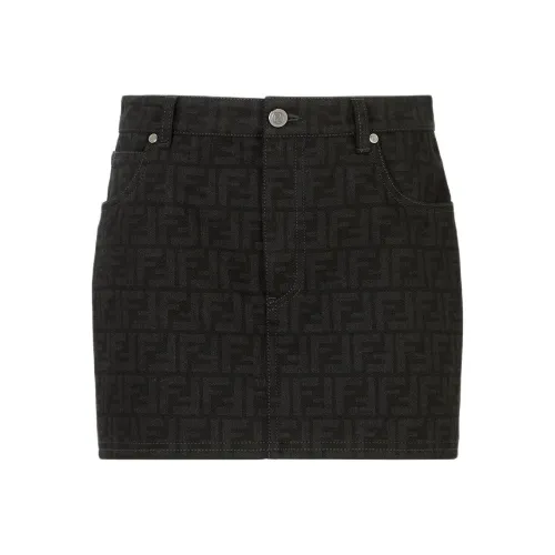 FENDI FW24 Джинсовые короткие юбки Женские Черный