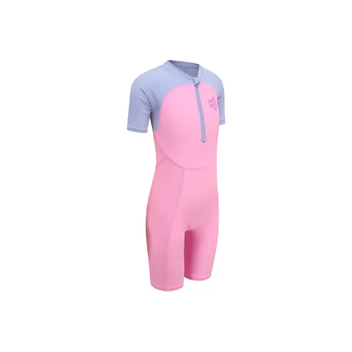 DECATHLON Облегающий детский купальник детский персиково-розовый