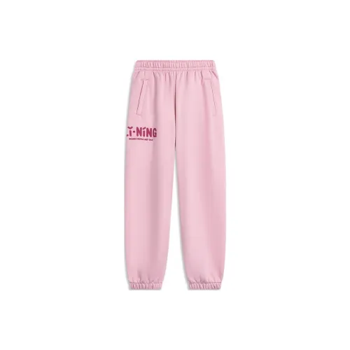 Подростки LINING YOUNG Вязаные Тренировочные Штаны Sports Life Collection Прозрачно-Розовые