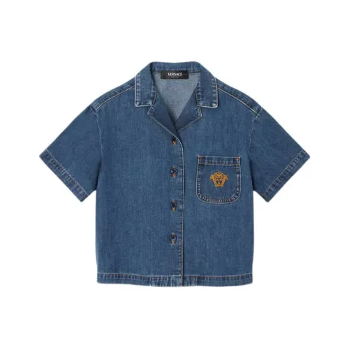 VERSACE Синие Детские джинсовые рубашки