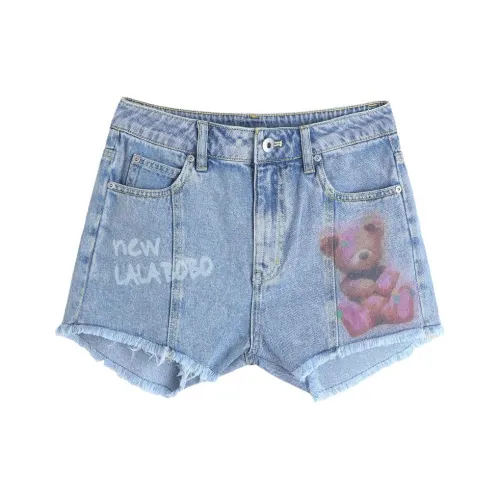 LALABOBO Джинсовые шорты Женские Светло-голубой Белый
