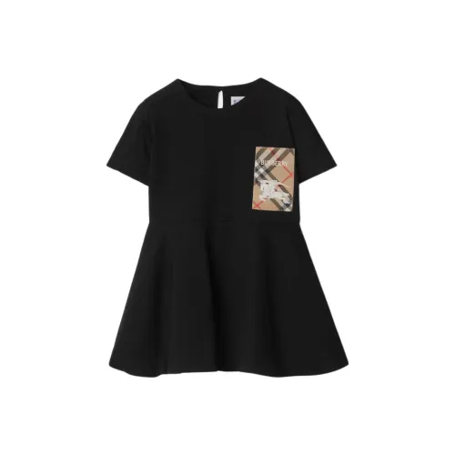 Burberry Детская одежда Круглый вырез Укороченный Короткий рукав Черный Infant Wa Toddler