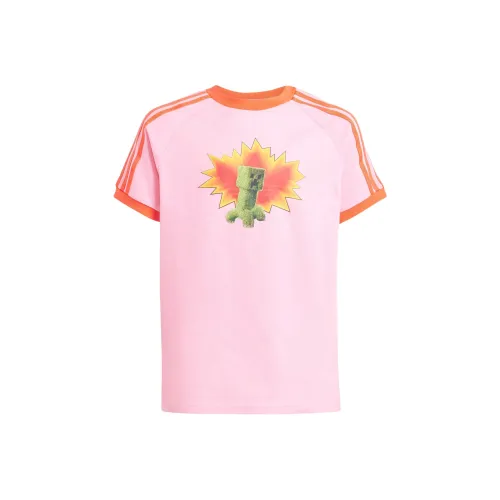 Adidas Originals X Minecraft Графическая футболка T Рубашка Heavenly Розовый Ярко-красный Подростки