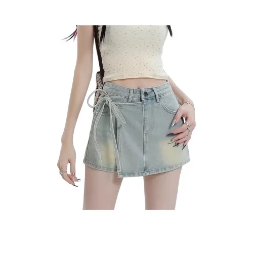 YEARNED Джинсовые шорты Женские Светло-синие