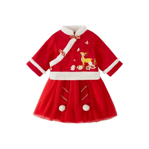 Детский комплект JELLYBABY для детей 3-7 лет с юбкой красного цвета