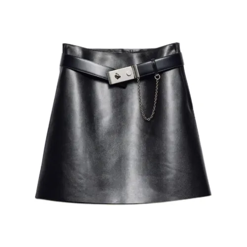 PRADA Кожаные короткие юбки Женские Черный