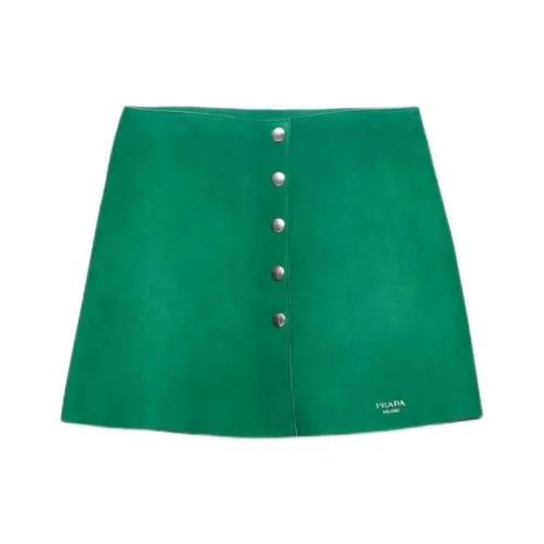 PRADA Кожаные короткие юбки Женские Зеленый