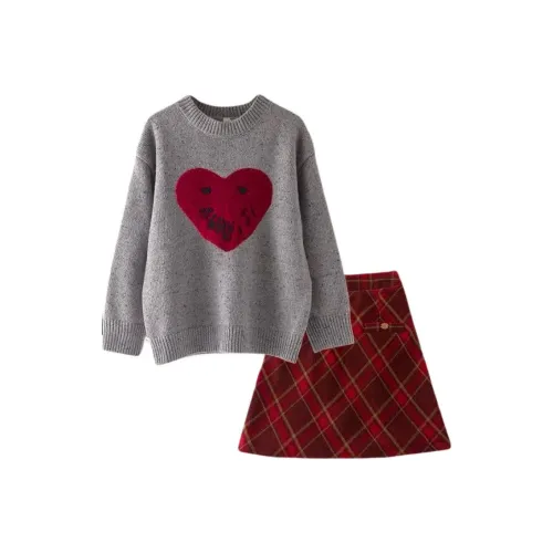 OVE 19762 Серый + 4536 Клетчатый Школьный возраст Комплекты с юбкой