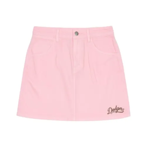 Mlb Base Logo Джинсовые короткие юбки Женские Розовый