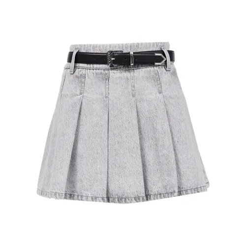Only Джинсовые короткие юбки Женские Светло-серый