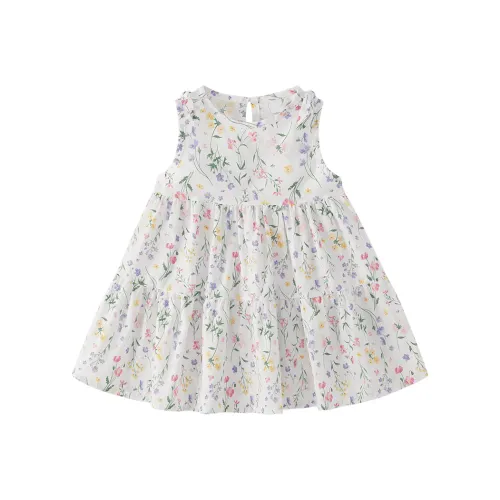 JELLYBABY Платье Белое основание Цветочный для детей 3-7 лет