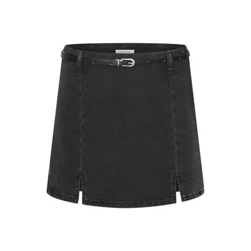URBAN REVIVO Джинсовые шорты Женские Глубокий черный