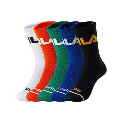 FILA KIDS 5 пар корт зеленый + Midsummer апельсин + Vibrant синий + стандартный белый + легендарный синий носки для детей