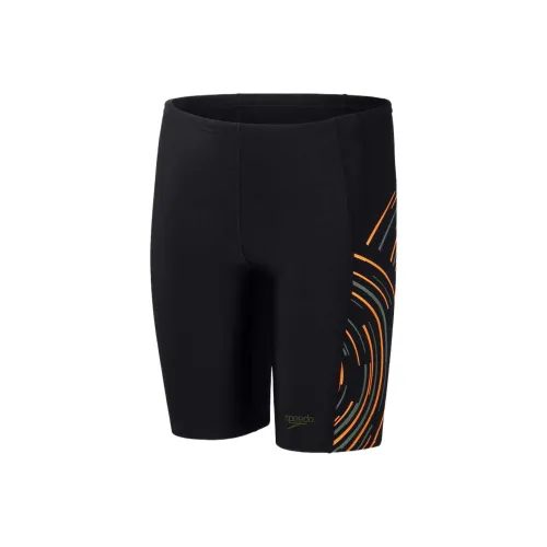 Speedo Мальчики' Plastisol Placement Jammer Черный оранжевый Детский Купальник Черный Подростки