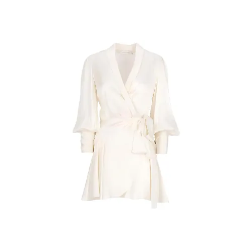 Zimmermann Белое Женское Длинное Платье с Рукавами