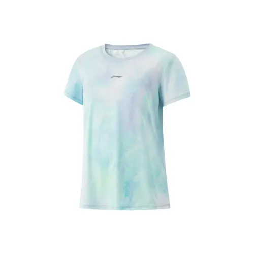 LINING YOUNG Комплексное физическое развитие T-рубашка Сине-зеленая С принтом по всей поверхности Детская