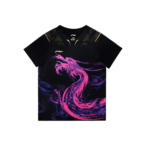 LINING YOUNG Классический GRAND PRIX Дракон T Рубашка Быстросохнущий And Дышащий Черный Детский