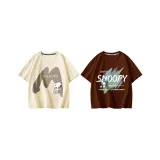 [100% cotton, дружественный к коже] Большой размер M / Абрикос + Граффити текст / Кофе