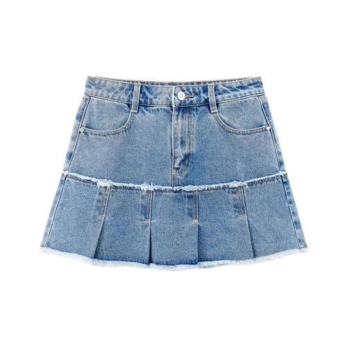 LEDIN Джинсовые короткие юбки Женские Джинсовый светло-голубой