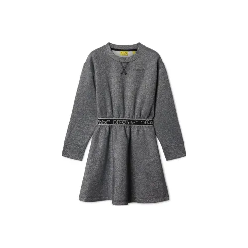 Off Белый Платье Обычный крой Темно-серый Детский