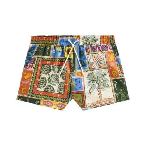 KITH Kids 2024 Summer Collection Тропический TAPESTRY KAI Шорты Подростки Многоцветный