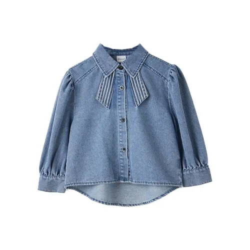 Royal Childlike Полосатый Пэчворк Детские джинсовые рубашки Весна-осень Дети 3-7 лет Джинсовый синий