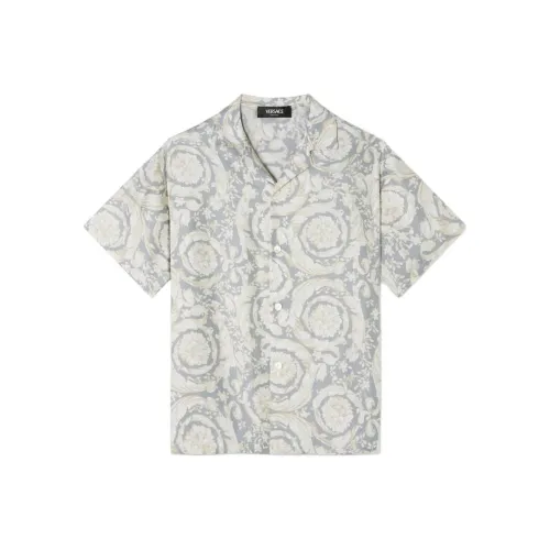 VERSACE FW24 Silk Twill С принтом короткий рукав серый детский