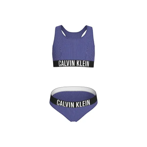 Calvin Klein Детская одежда Полосы Letter Logo Узор Кромка пояса Синий Детский