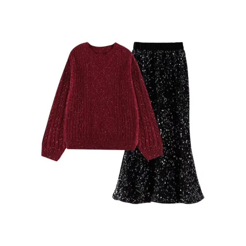 OVE 4516 Юбка + 19741 Бургундский Школьный возраст Комплекты с юбкой